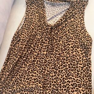 Talbots Plus 3X Leopard Print Sleeveless Top. Animal Print Stretch Blouse.
